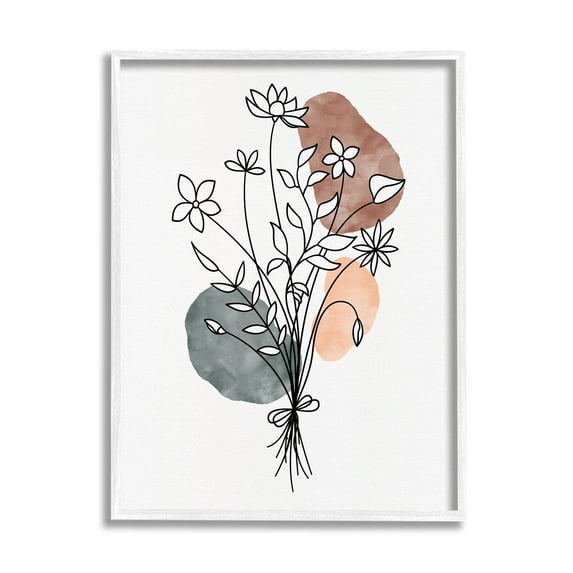 Stupell Industries Mixed Daisies Botanical Shapes Graphic Art White Framed Art Print Wall Art, Design by JJ Design House LLC