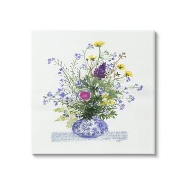 Stupell Industries Mixed Delicate Flowers Arrangement Cursive Words Pattern Painting Gallery Wrapped Canvas Print Wall Art, Design by unknown