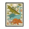 thumbnail image 1 of Stupell Industries Mixed Dinosaurs Grazing Wildlife Botanicals Sunny Day Framed Wall Art, 11 x 14, Design by Lisa Perry Whitebutton, 1 of 5