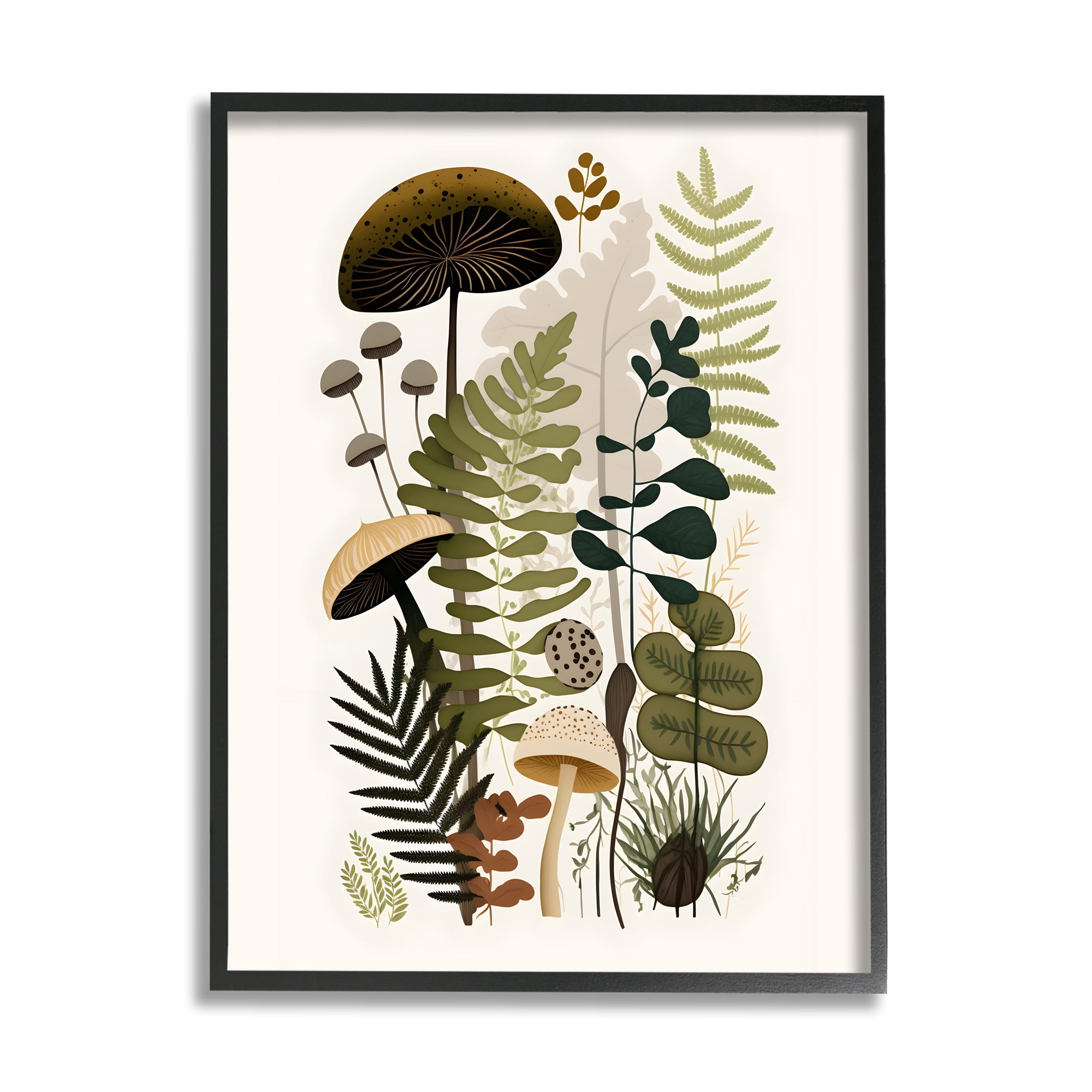 Stupell Industries Mixed Earthy Botanicals Botanical & Floral Painting Black Framed Art Print Wall Art, 24 x 30