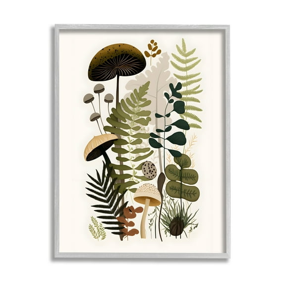 Stupell Industries Mixed Earthy Botanicals Botanical & Floral Painting Gray Framed Art Print Wall Art, 24 x 30