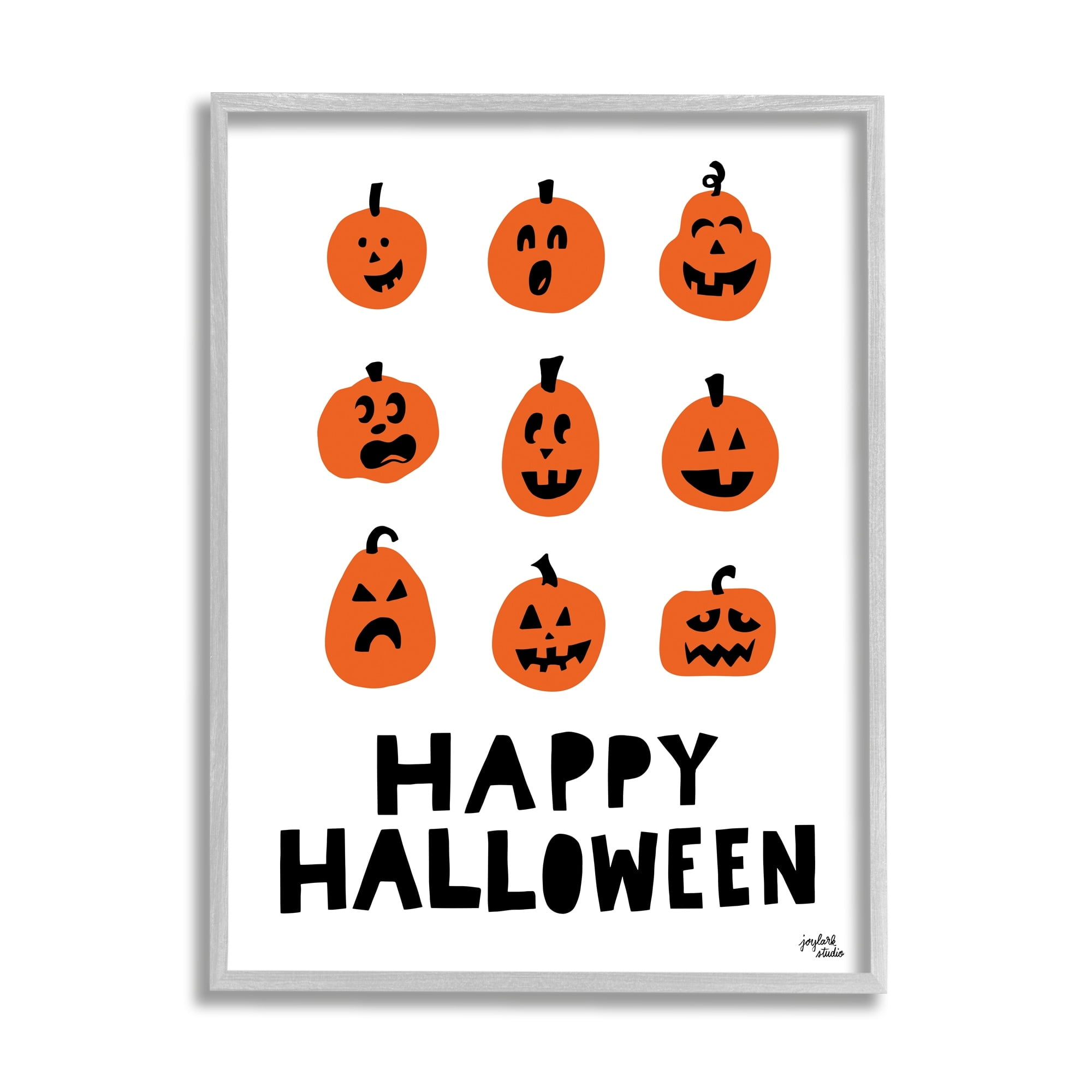 Stupell Industries Mixed Expressions Pumpkins Shapes Casual Halloween Typography Graphic Art Gray Framed Art Print Wall Art, Design by Jess Baskin
