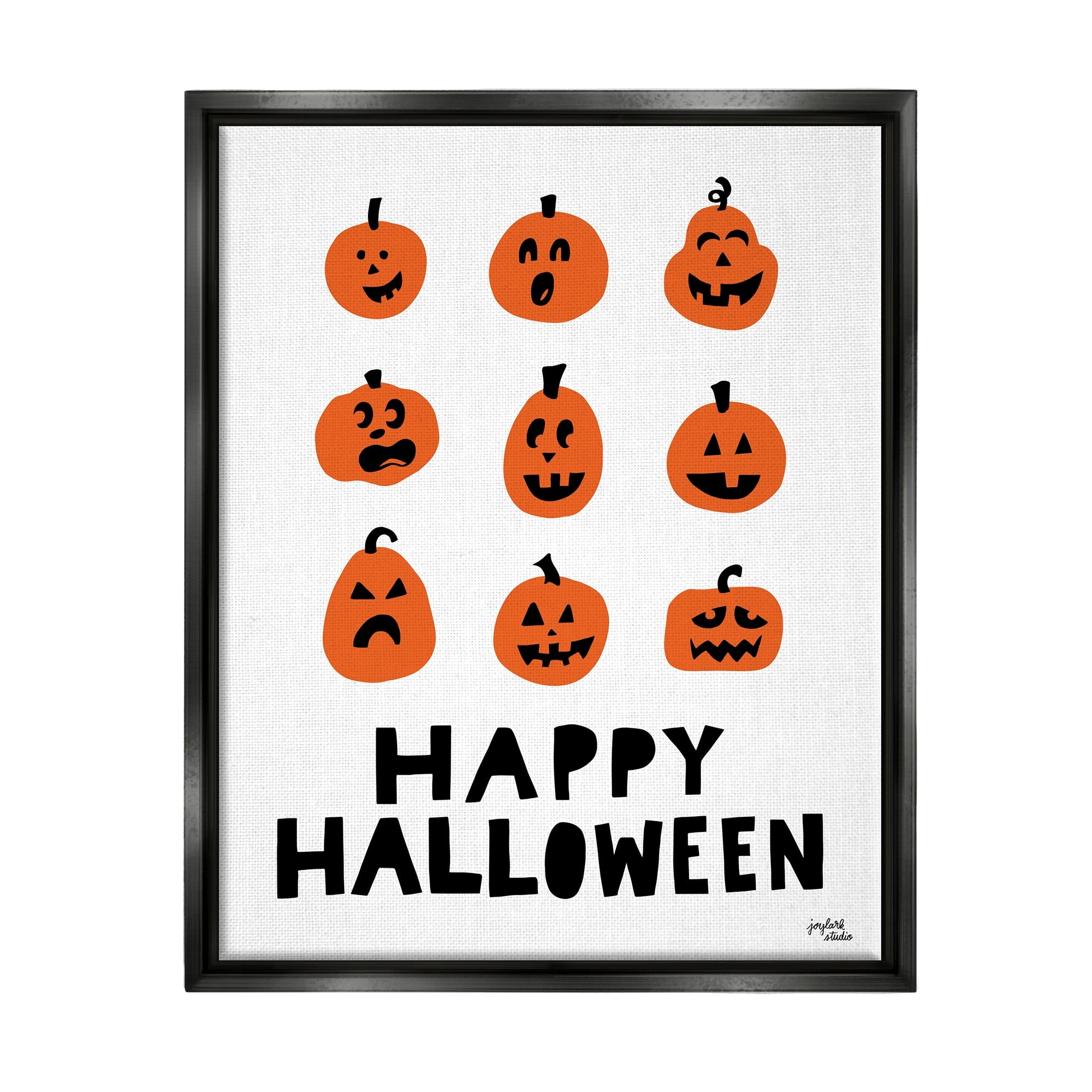 Stupell Industries Mixed Expressions Pumpkins Shapes Casual Halloween Typography Graphic Art Jet Black Floating Framed Canvas Print Wall Art, Design by Jess Baskin