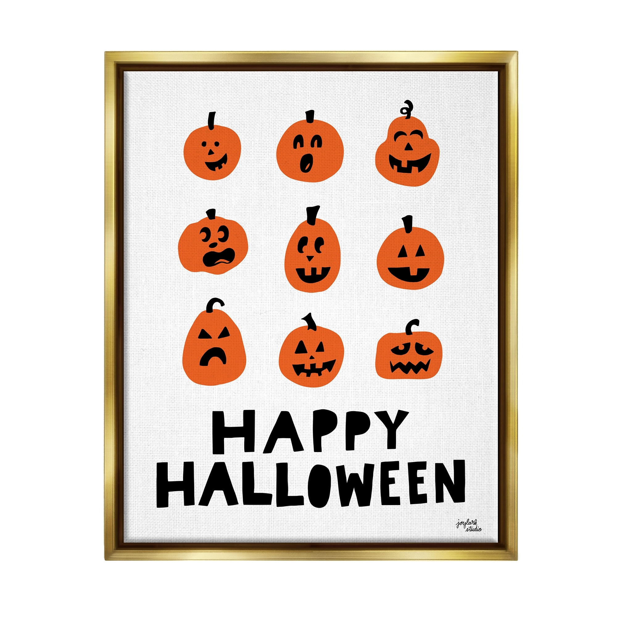 Stupell Industries Mixed Expressions Pumpkins Shapes Casual Halloween Typography Graphic Art Metallic Gold Floating Framed Canvas Print Wall Art, Design by Jess Baskin