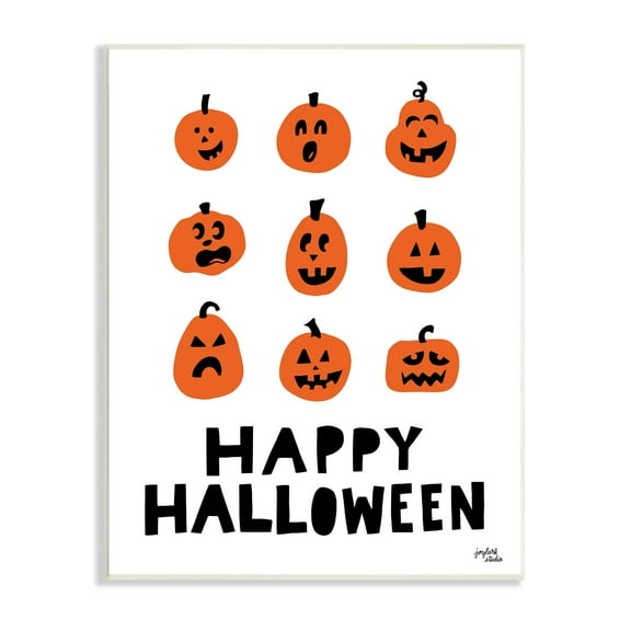 Stupell Industries Mixed Expressions Pumpkins Shapes Casual Halloween Typography Graphic Art Unframed Art Print Wall Art, Design by Jess Baskin