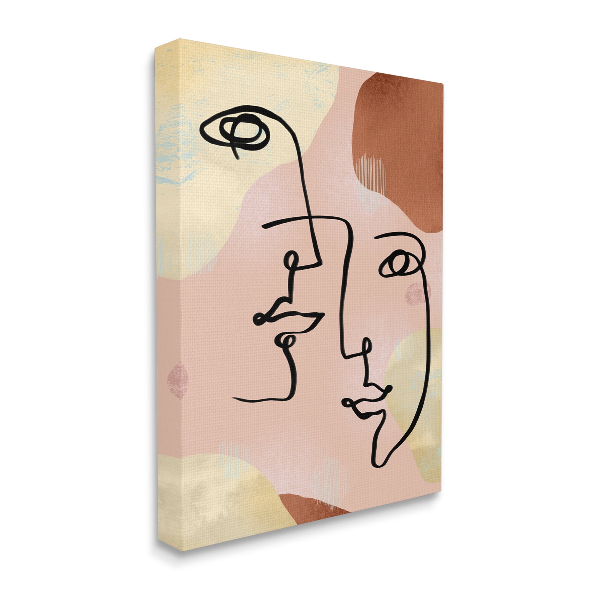 Stupell Industries Mixed Faces Abstract Linework Portrait Brown Yellow Canvas Wall Art by Ziwei Li