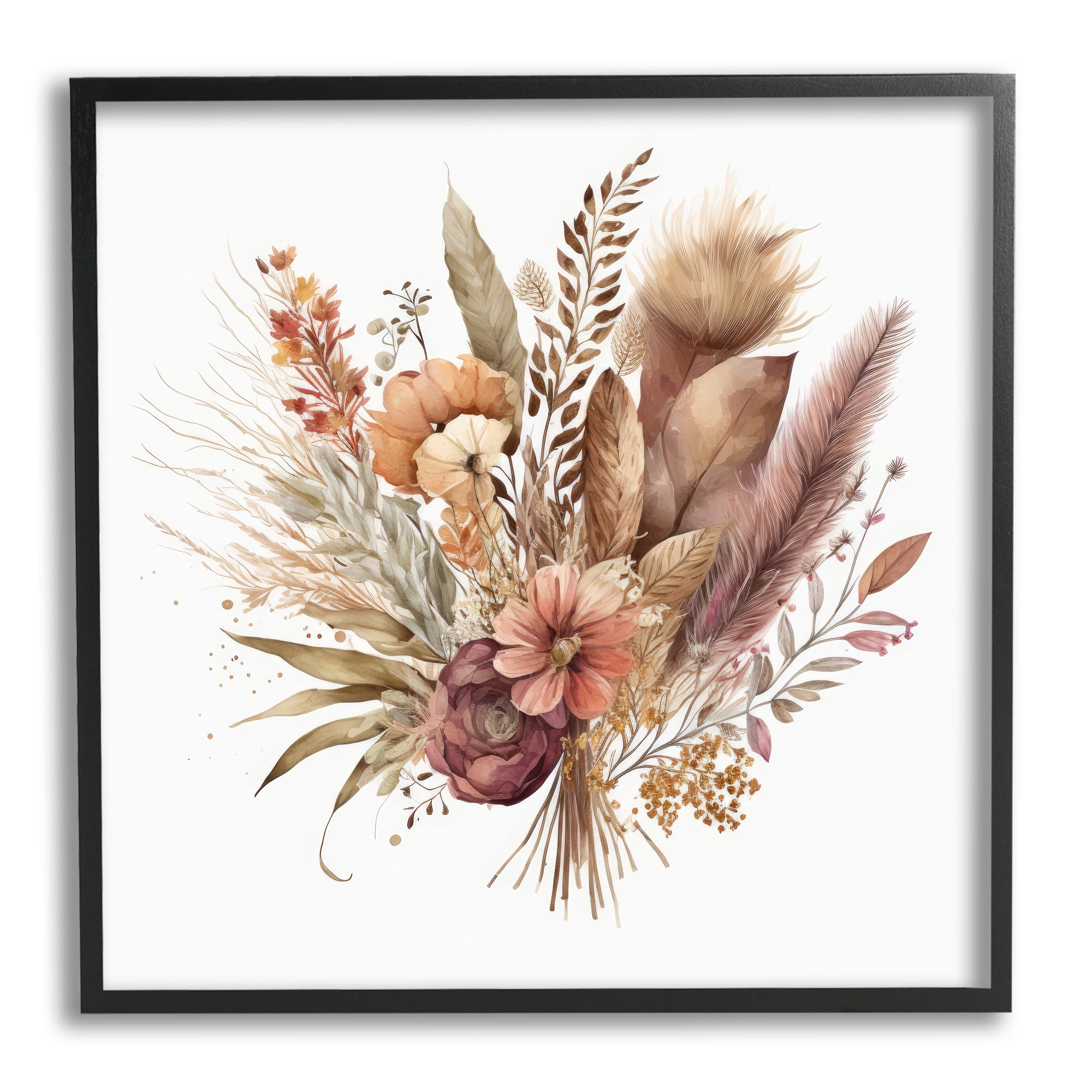 Stupell Industries Mixed Fall Botanicals Botanical & Floral Painting Black Framed Art Print Wall Art, 17 x 17
