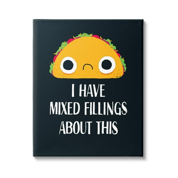 Stupell Industries Mixed Feelings Frowning Taco Bold Typography Illustration Canvas Wall Art, 24 x 30, Design by Michael Buxton