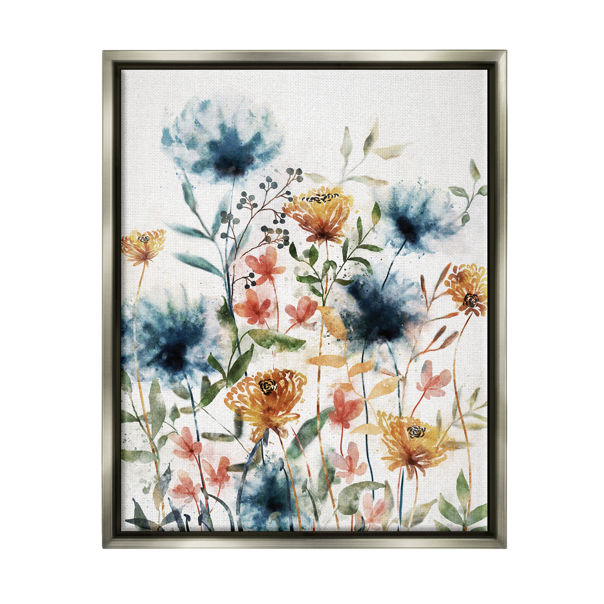Stupell Industries Mixed Floral Garden Sprouts Botanical & Floral Painting Gray Floater Framed Art Print Wall Art
