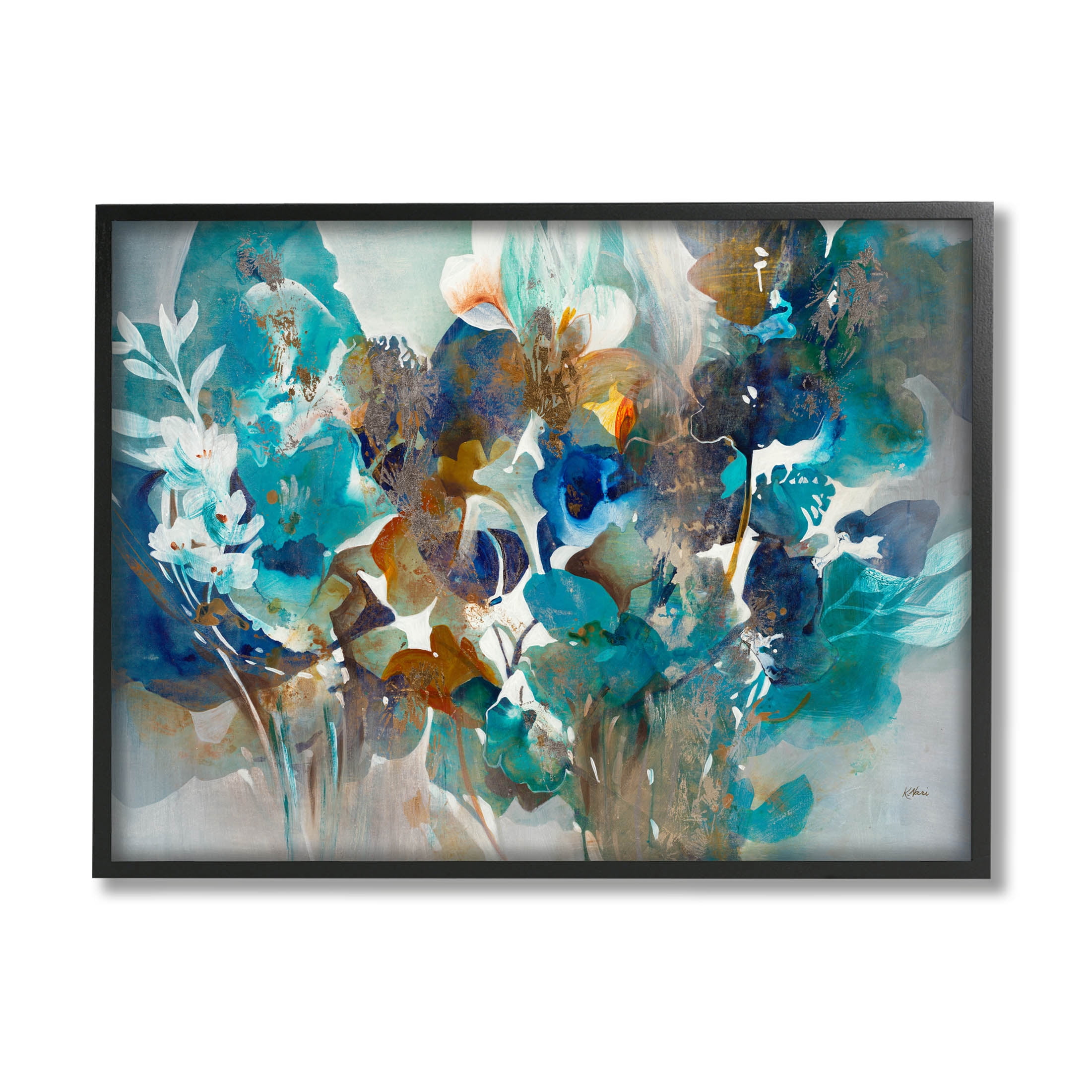 Stupell Industries Mixed Floral Petals Arrangement Painting Black Framed Art Print Wall Art, Design by K. Nari
