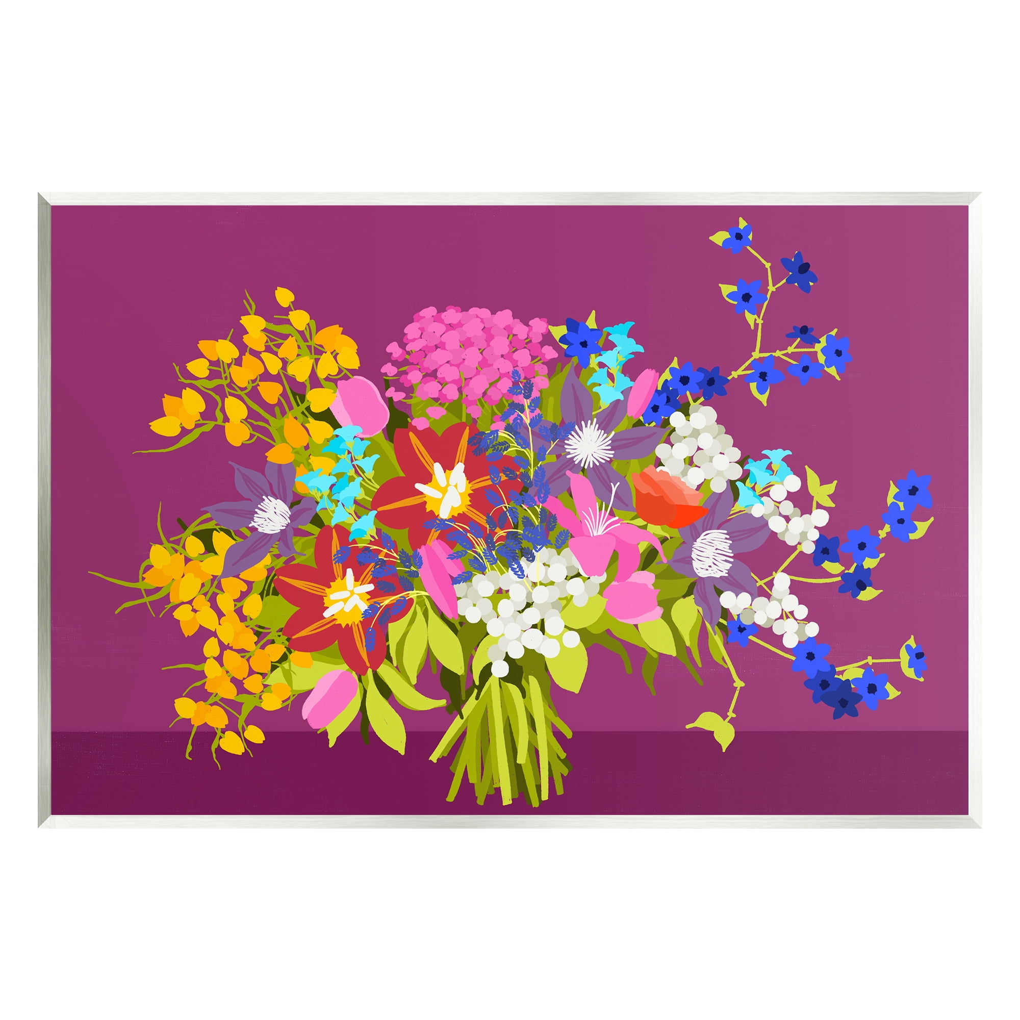 Stupell Industries Mixed Florals on Purple Botanical & Floral Painting Unframed Art Print Wall Art, 15 x 10
