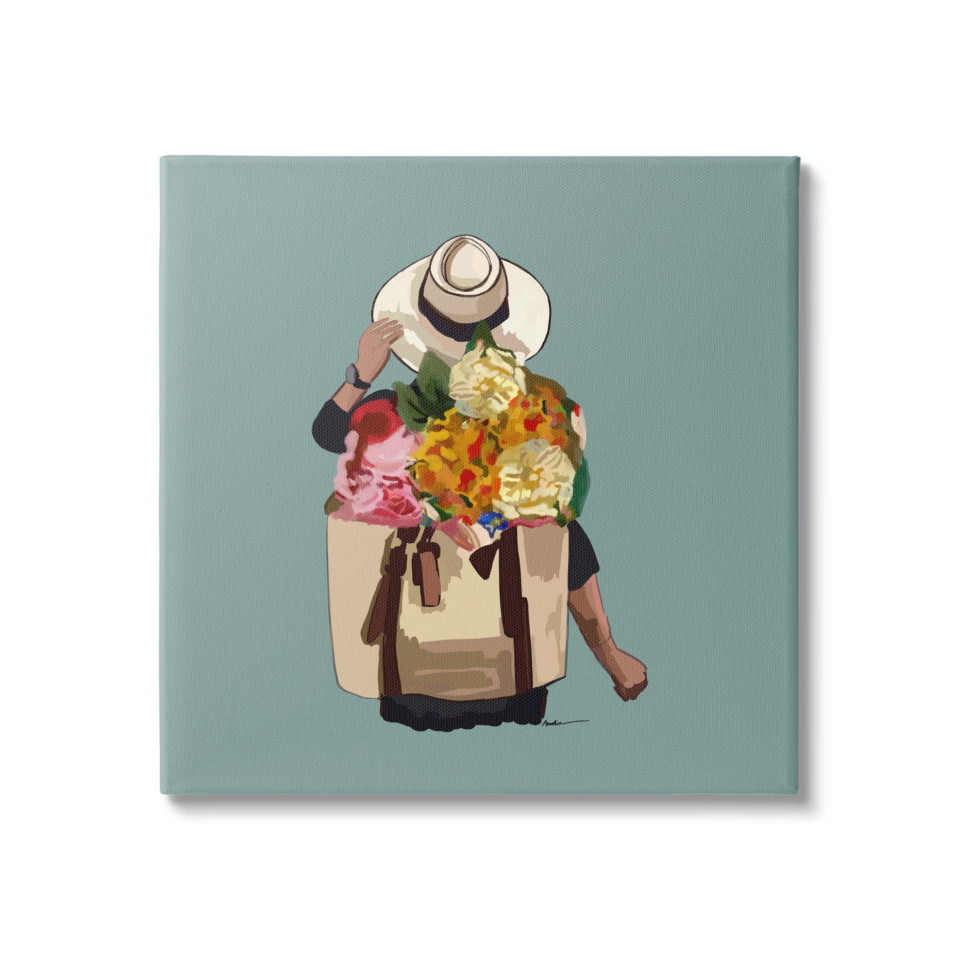 Stupell Industries Mixed Flower Arrangement Backpack Summer Blooms Graphic Art Gallery Wrapped Canvas Print Wall Art, Design by Amelia Noyes