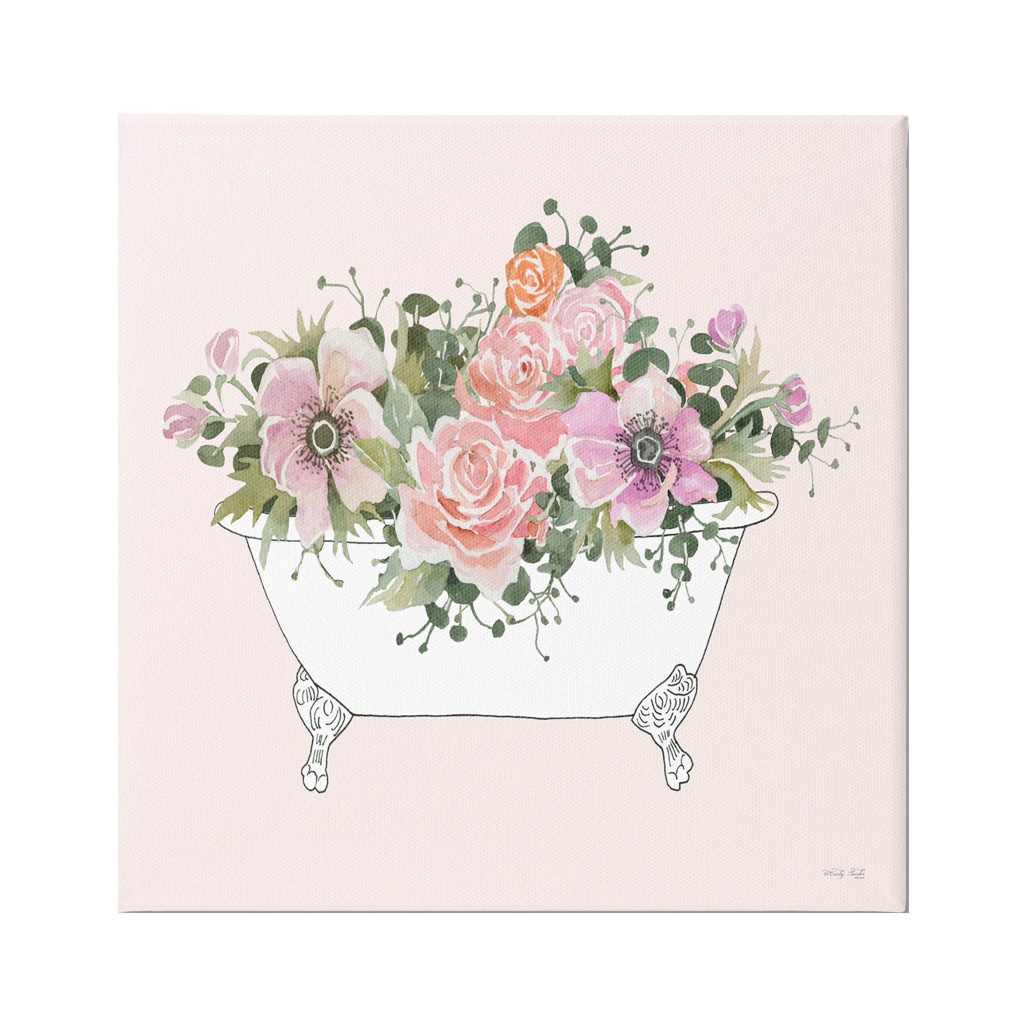 Stupell Industries Mixed Flower Arrangement Bathtub Planter Pink Blossoms Graphic Art Gallery Wrapped Canvas Print Wall Art, Design by Cindy Jacobs