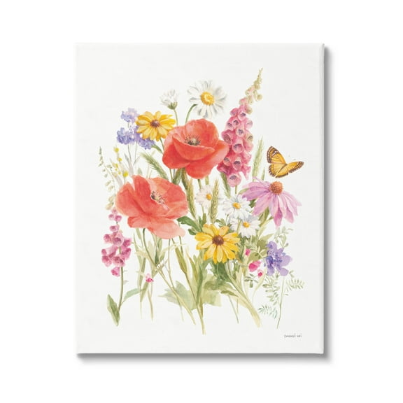 Stupell Industries Mixed Flower Arrangement Butterfly Graphic Art Gallery Wrapped Canvas Print Wall Art, Design by Danhui Nai