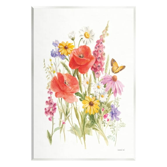 Stupell Industries Mixed Flower Arrangement Butterfly Graphic Art Unframed Art Print Wall Art, Design by Danhui Nai