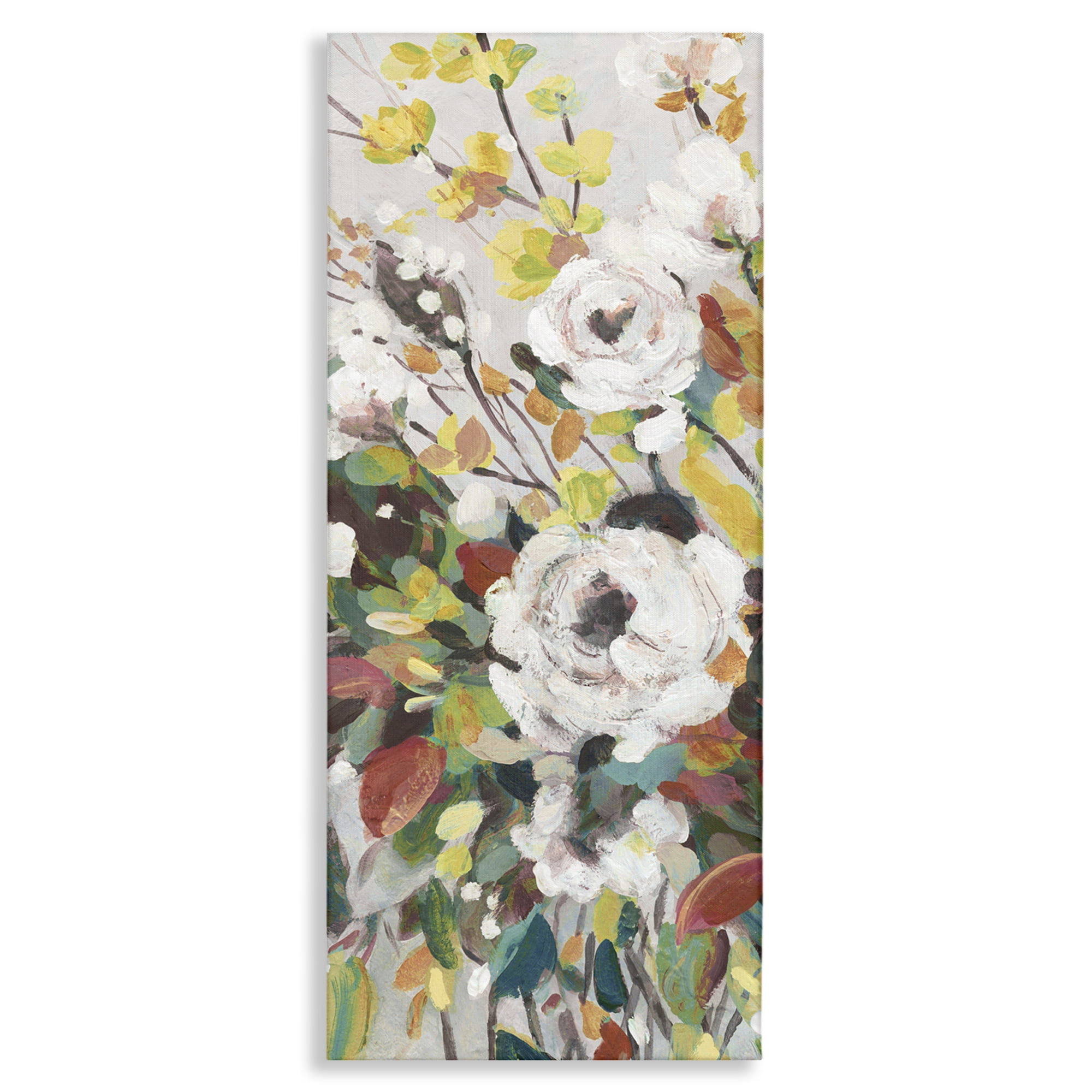 Stupell Industries Mixed Flowers Array Plants & Flowers Painting Wrapped Canvas Art Print Wall Art, 10 x 24