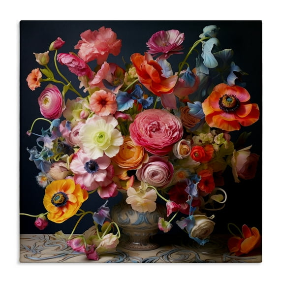 Stupell Industries Mixed Full Bouquet Botanical & Floral Painting Gallery Wrapped Canvas Art Print Wall Art, 17 x 17