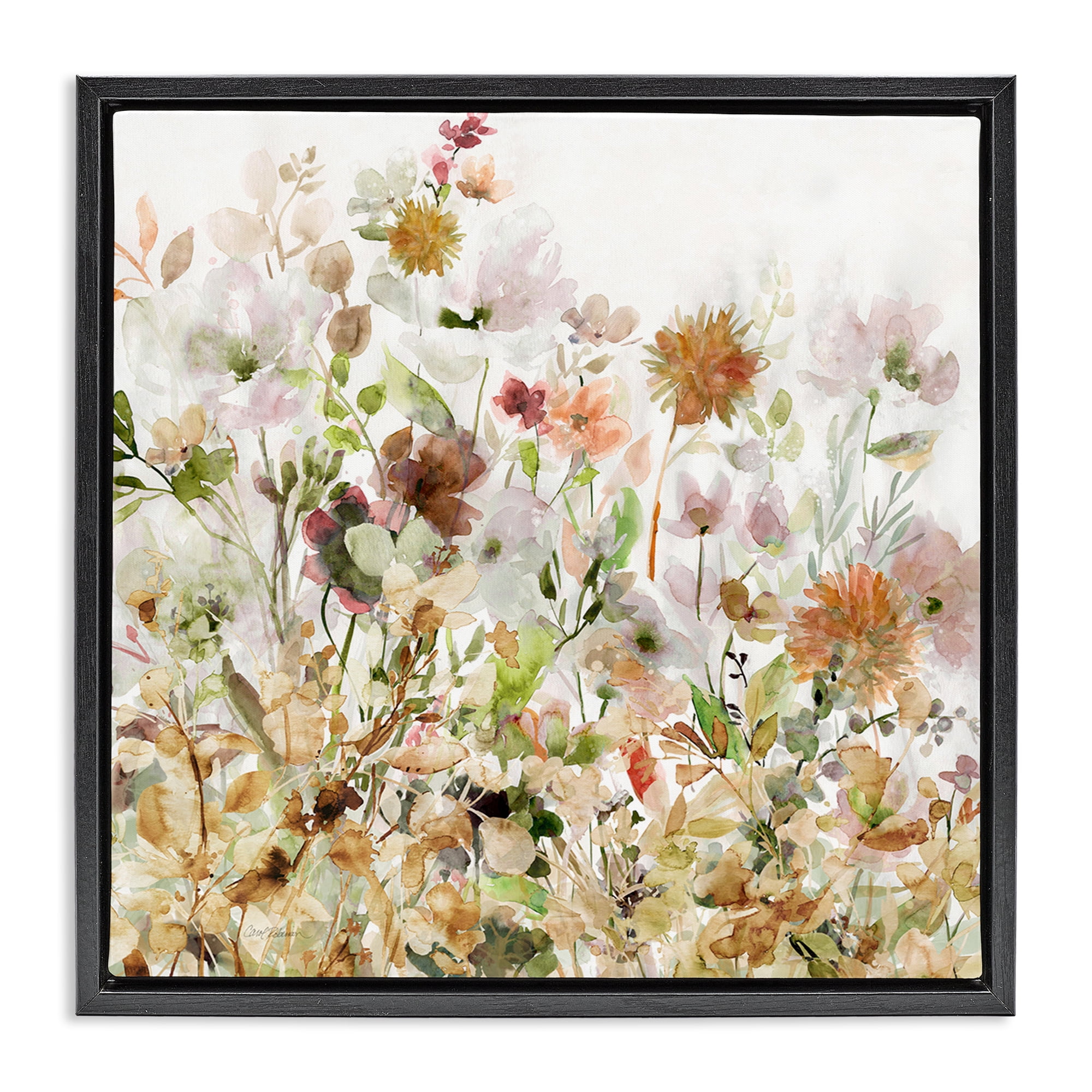 Stupell Industries Mixed Garden Florals Botanical & Floral Painting Black Floater Framed Art Print Wall Art, 18 x 18