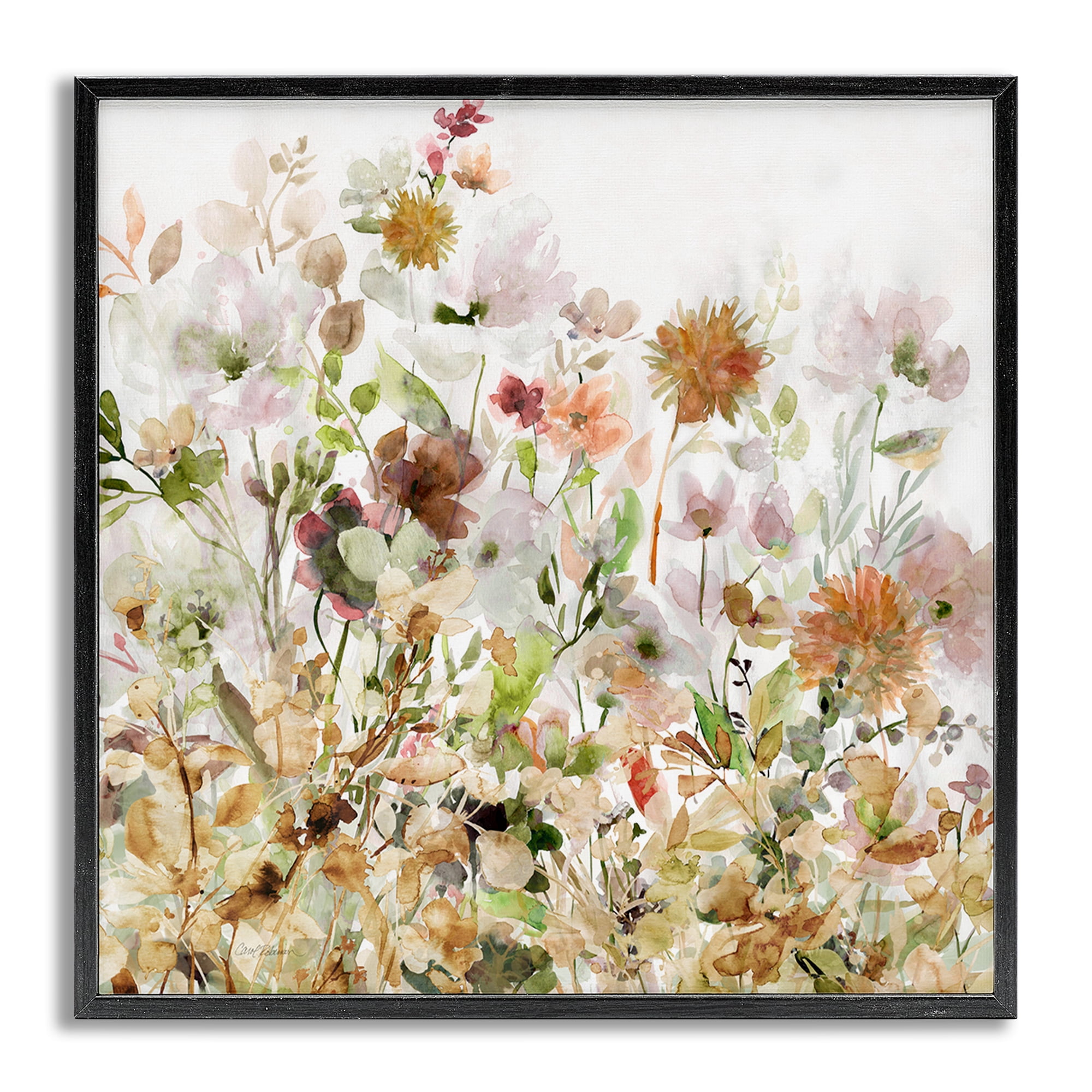 Stupell Industries Mixed Garden Florals Botanical & Floral Painting Gray Framed Art Print Wall Art, 12 x 12