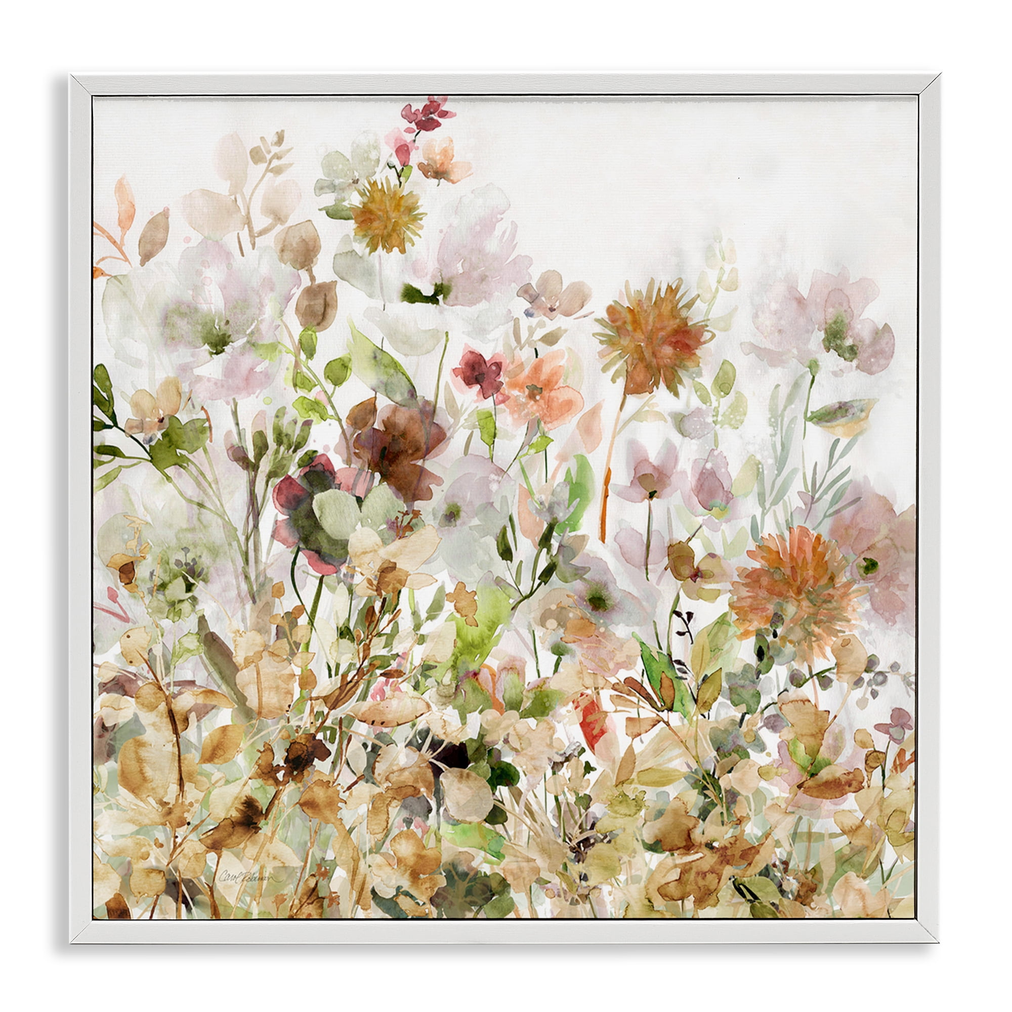 Stupell Industries Mixed Garden Florals Botanical & Floral Painting White Framed Art Print Wall Art, 12 x 12