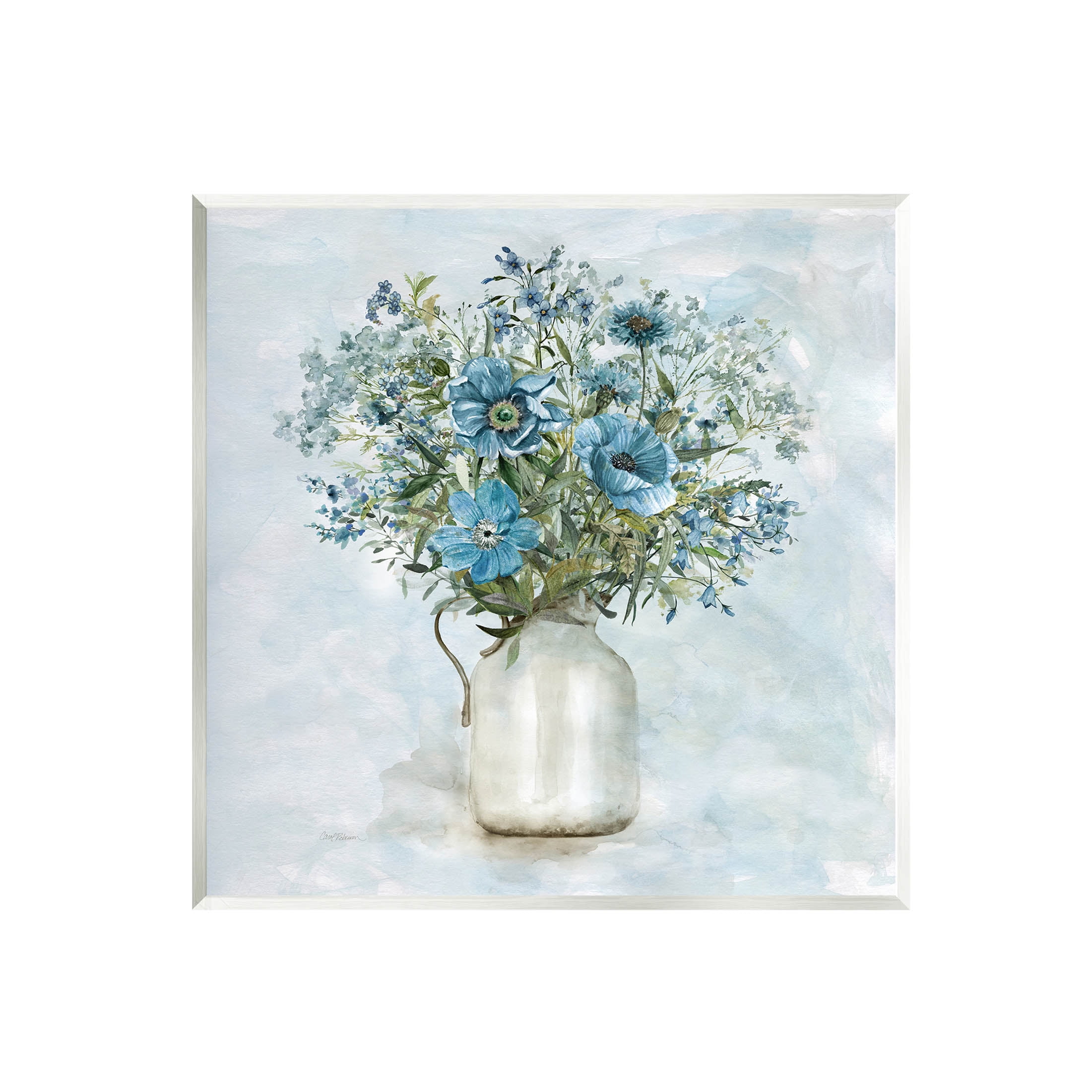 Mixed Geranium Bouquet Milk Pitcher Painting on MDF Wood