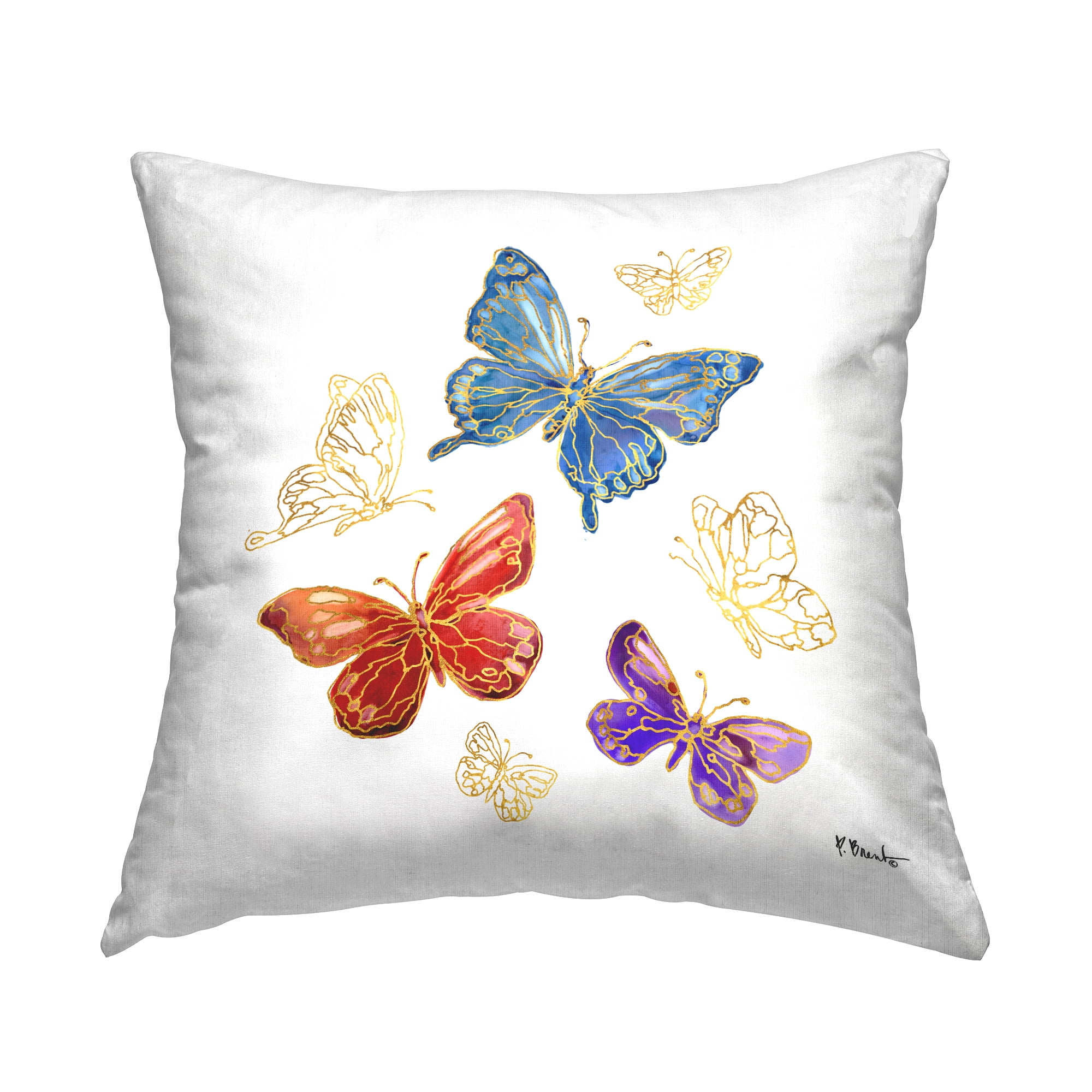 Stupell Industries Mixed Glam Butterflies Decorative Printed Throw Pillow, 18 x 18