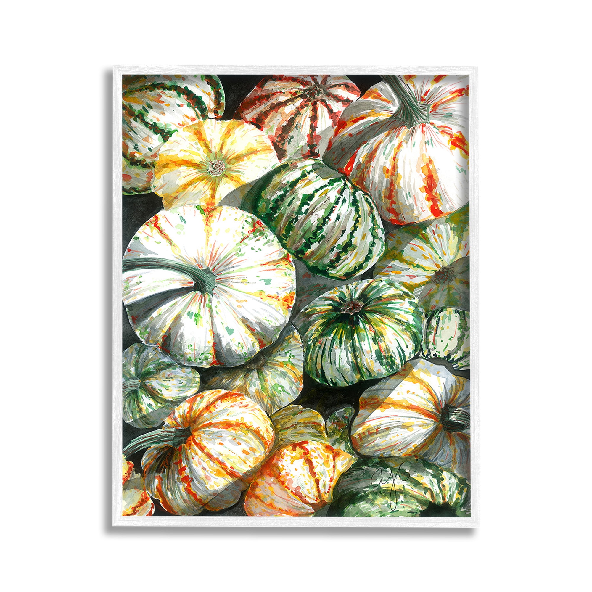 Stupell Industries Mixed Gourd Pattern Botanical & Floral Painting White Framed Art Print Wall Art, 11 x 14
