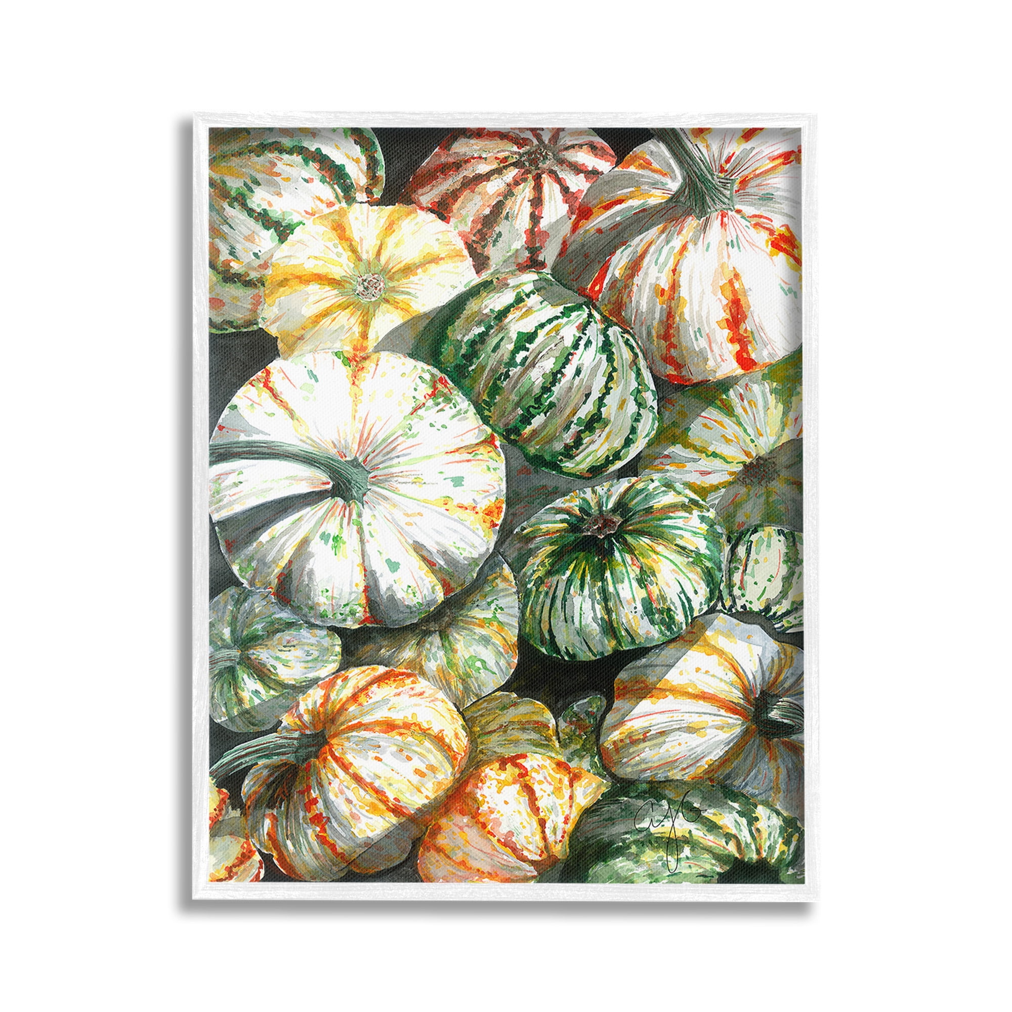 Stupell Industries Mixed Gourd Pattern Botanical & Floral Painting White Framed Art Print Wall Art, 24 x 30
