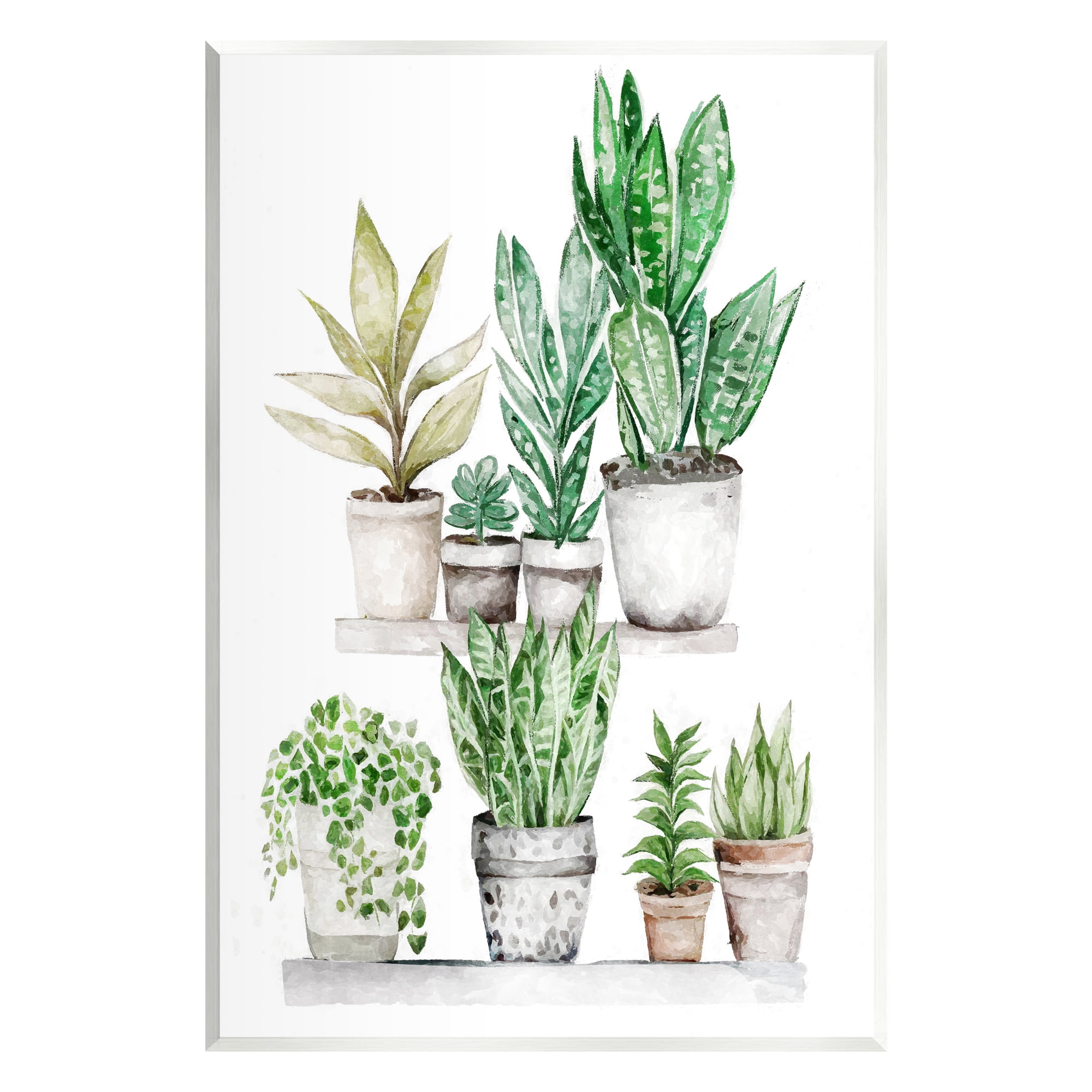 Stupell Industries Mixed Greenery Potted Ivy Plants Botanical & Floral Painting Unframed Art Print Wall Art