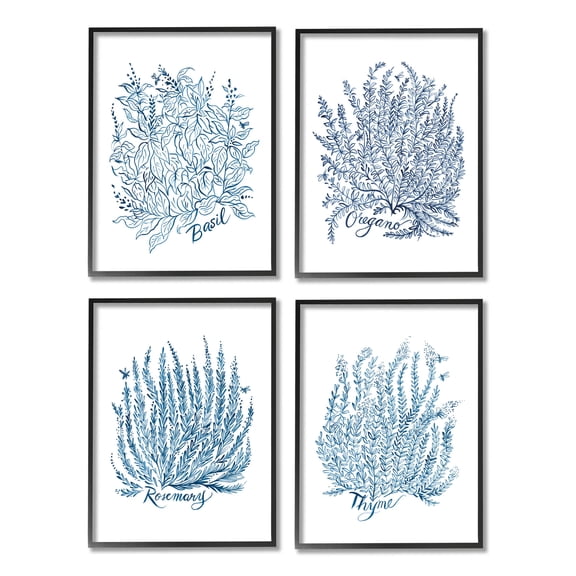 Stupell Industries Mixed Herbs Botanical Plants Graphic Art Black Framed Art Print Wall Art, Set of 4, Design by Laura Marr