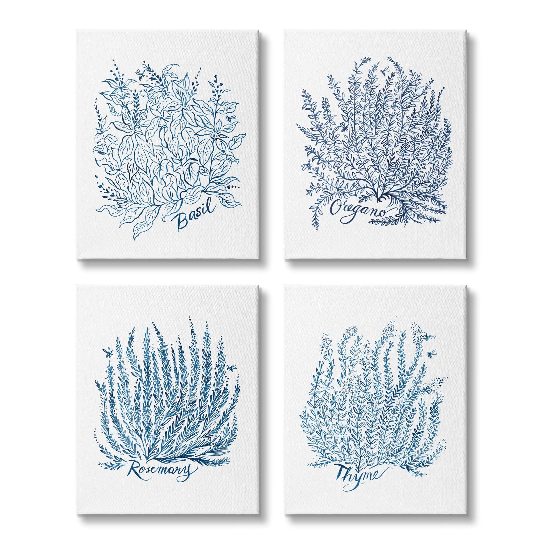 Stupell Industries Mixed Herbs Botanical Plants Graphic Art Gallery Wrapped Canvas Print Wall Art, Set of 4, Design by Laura Marr