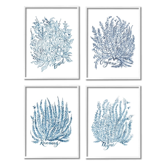 Stupell Industries Mixed Herbs Botanical Plants Graphic Art White Framed Art Print Wall Art, Set of 4, Design by Laura Marr