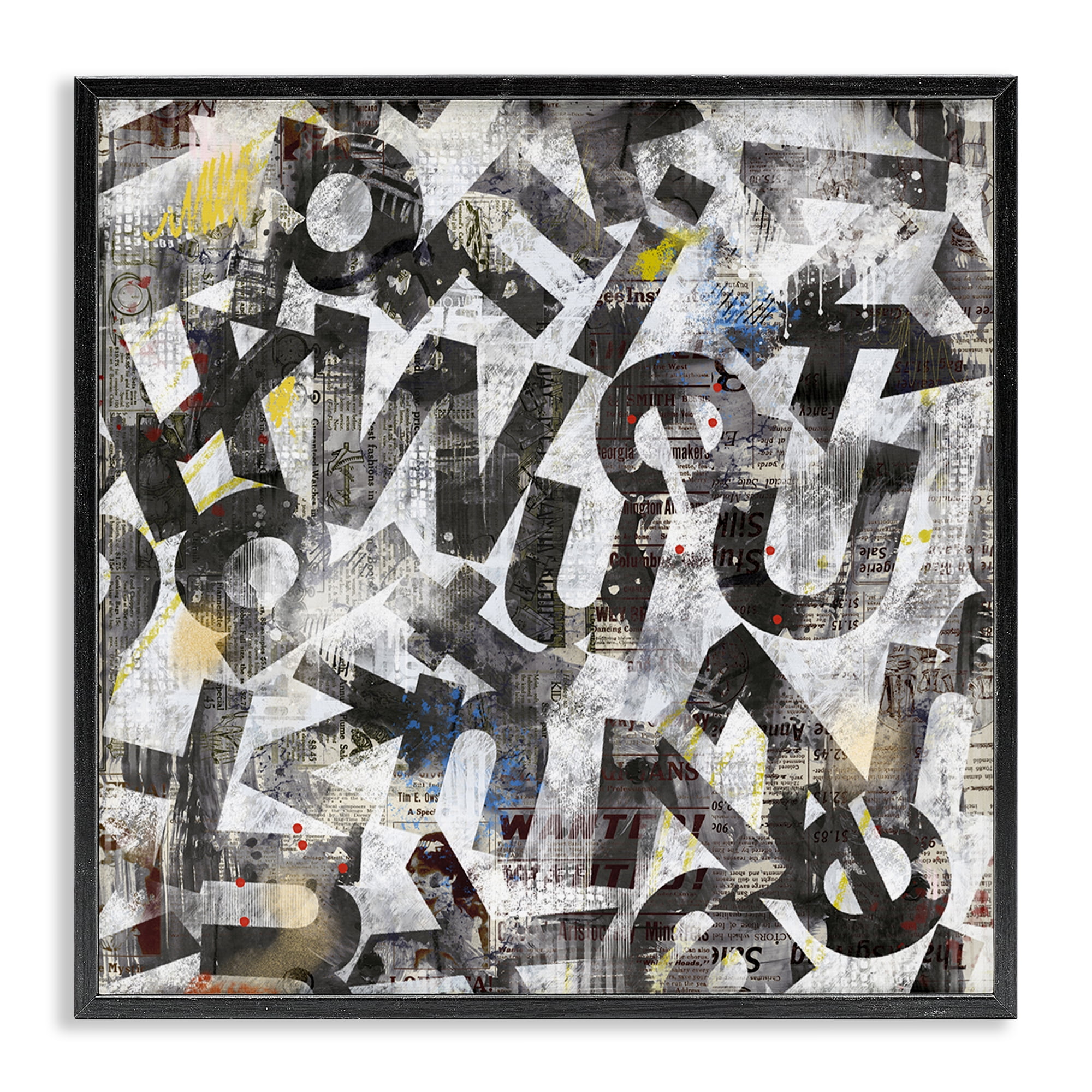 Stupell Industries Mixed Letters Abstraction Abstract Painting Black ...