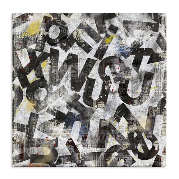 Stupell Industries Mixed Letters Abstraction Abstract Painting Wrapped Canvas Art Print Wall Art, 36 x 36