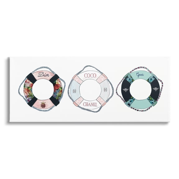 Stupell Industries Mixed Luxury Fashion Life Preserver Buoys Chic Design Graphic Art Gallery Wrapped Canvas Print Wall Art, Design by Amelia Noyes