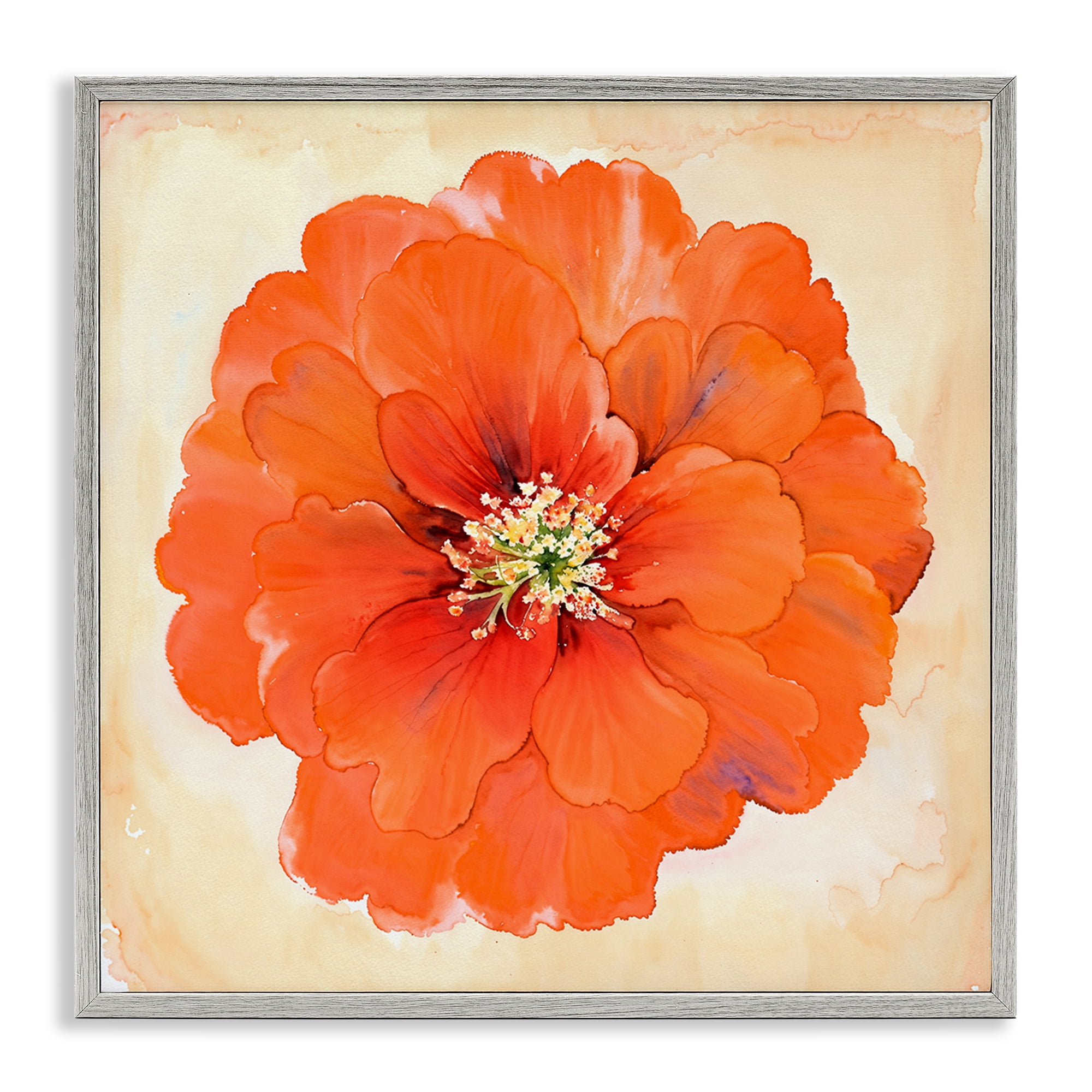 Stupell Industries Mixed Media Flowers Plants & Flowers Painting Gray Framed Art Print Wall Art, 12 x 12