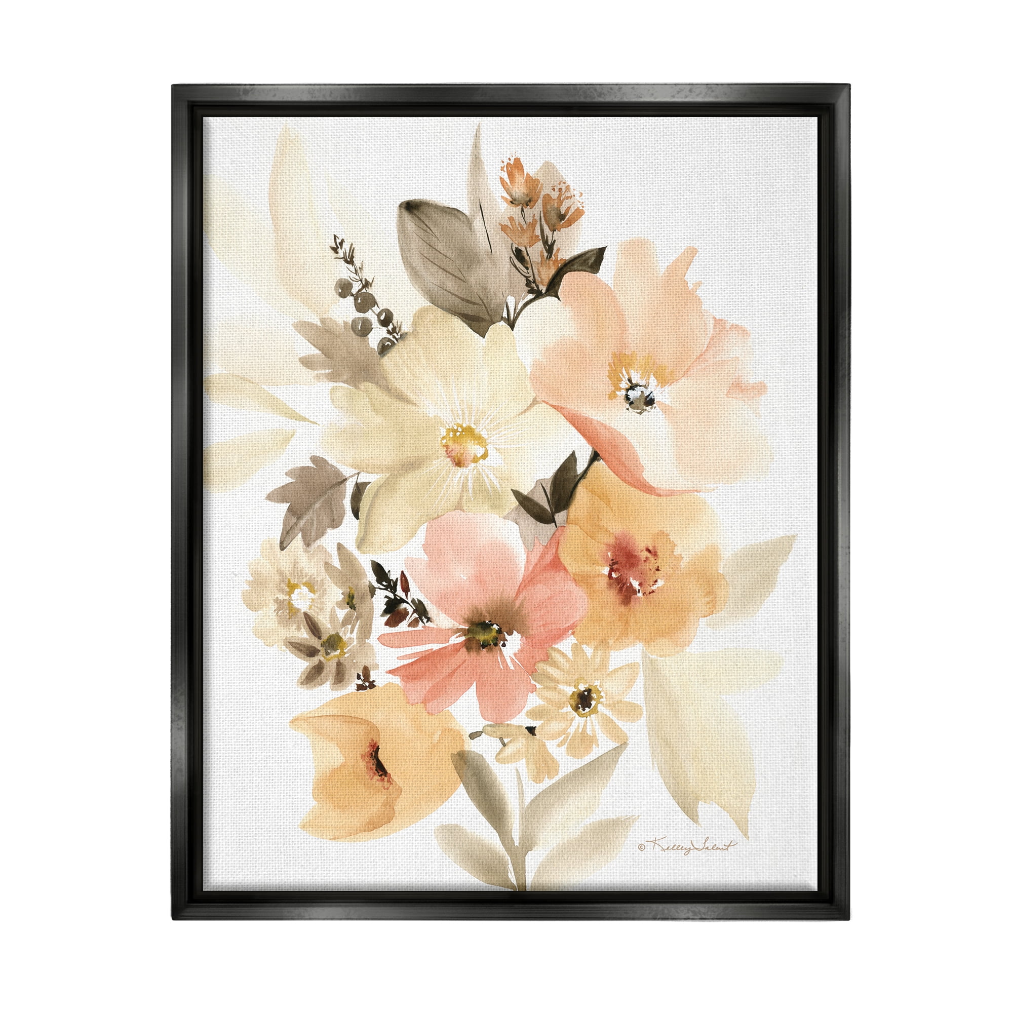 Stupell Industries Mixed Muted Bouquet Botanical & Floral Painting Black Floater Framed Canvas Art Print Wall Art, 25 x 31