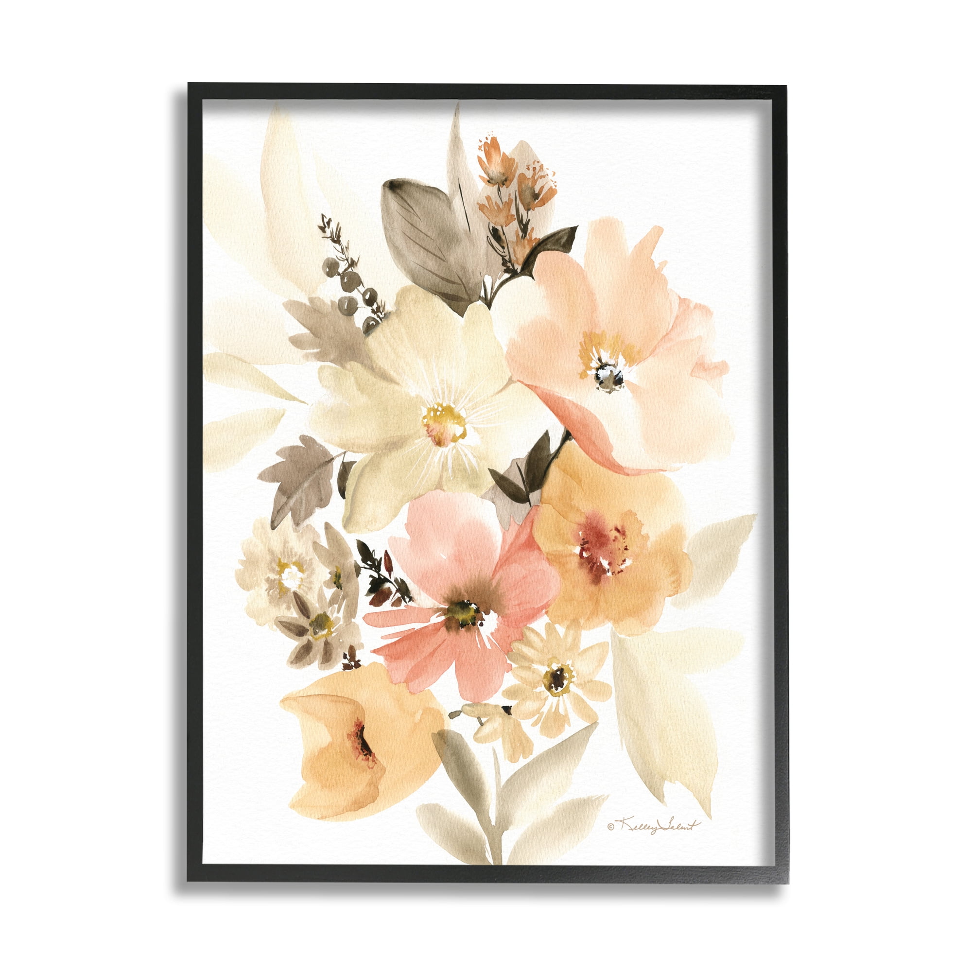 Stupell Industries Mixed Muted Bouquet Botanical & Floral Painting Black Framed Art Print Wall Art, 16 x 20