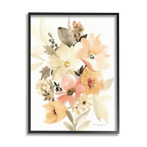Stupell Industries Mixed Muted Bouquet Botanical & Floral Painting Black Framed Art Print Wall Art, 16 x 20