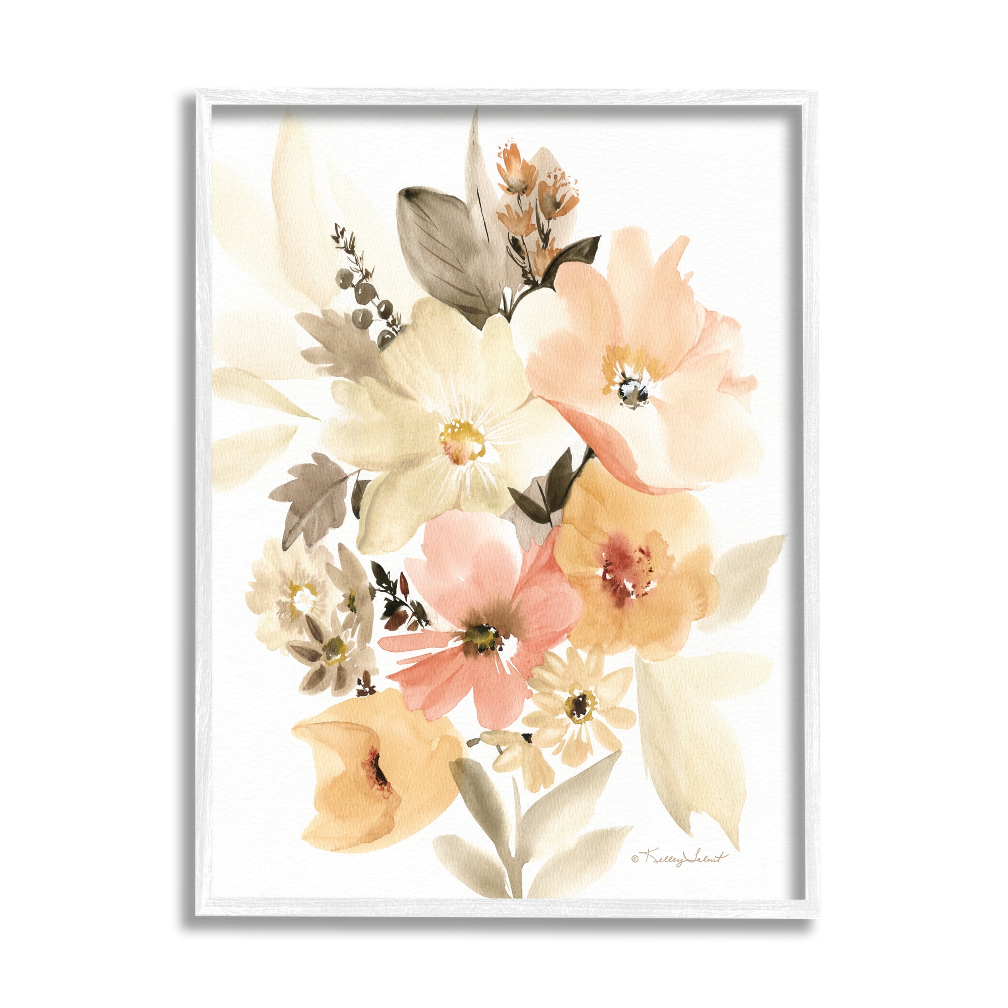 Stupell Industries Mixed Muted Bouquet Botanical & Floral Painting White Framed Art Print Wall Art, 24 x 30