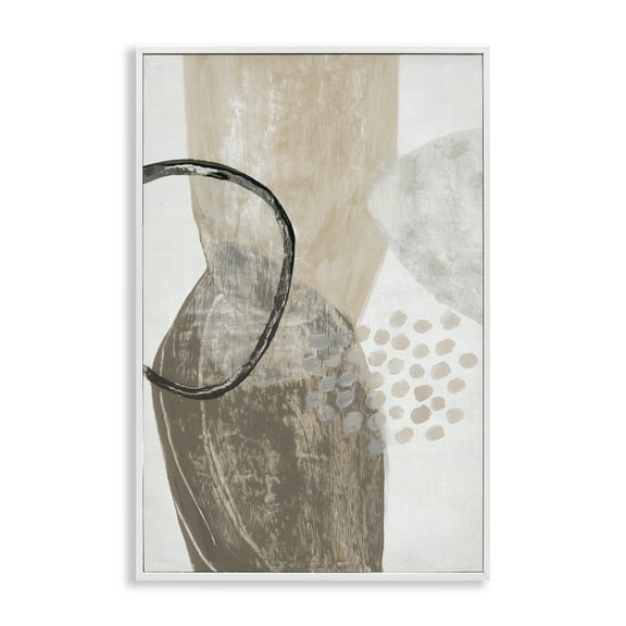 Stupell Industries Mixed Oblong Shapes Abstract Painting White Framed Art Print Wall Art, 12 x 18