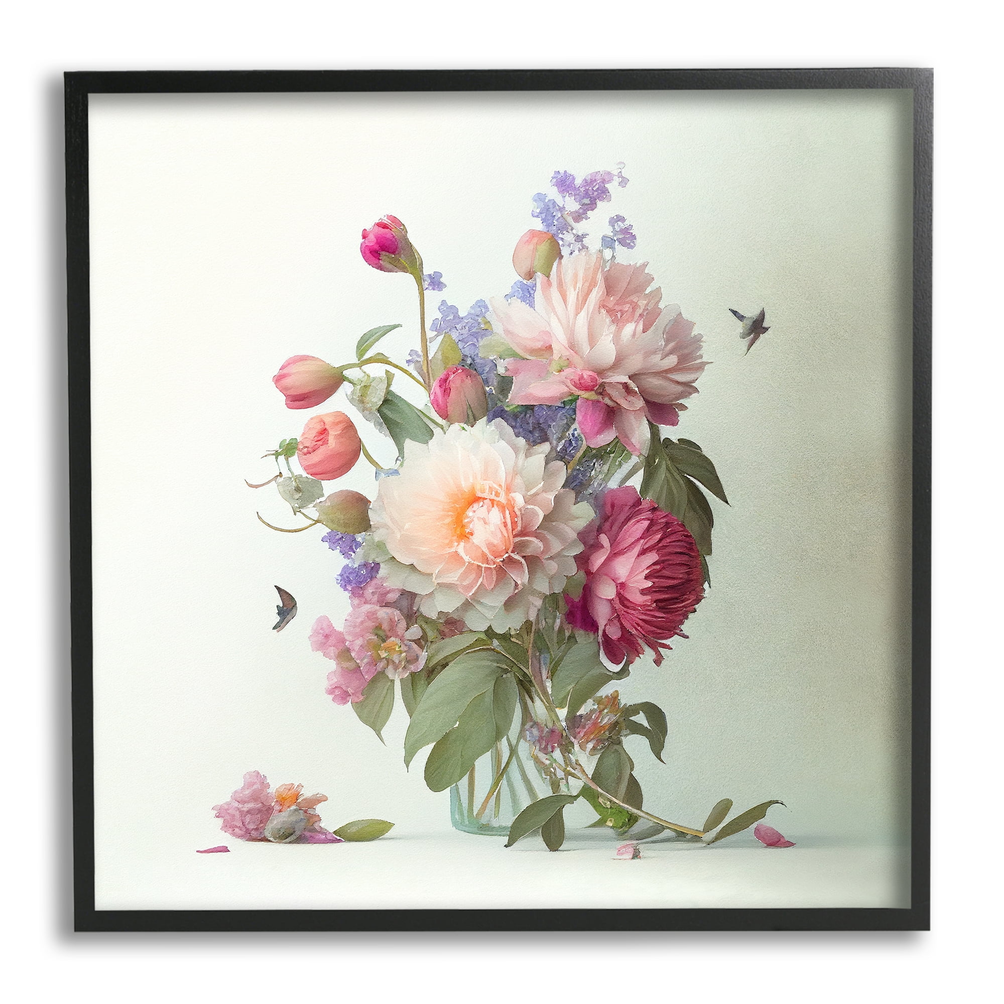 Stupell Industries Mixed Pink Bouquet Botanical & Floral Painting Black Framed Art Print Wall Art, 17 x 17