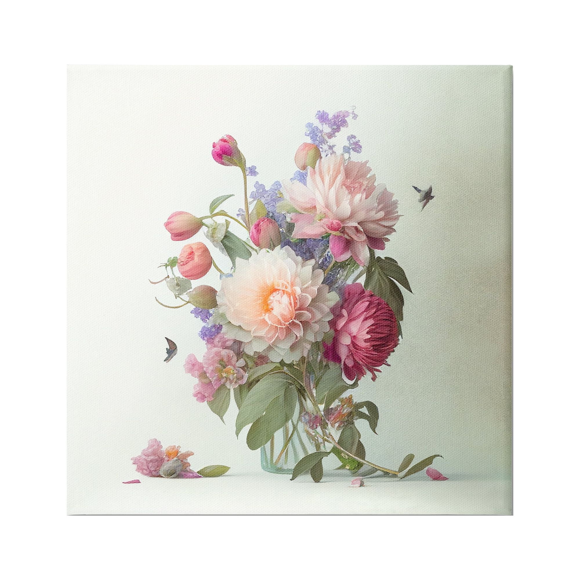 Stupell Industries Mixed Pink Bouquet Botanical & Floral Painting Gallery Wrapped Canvas Art Print Wall Art, 24 x 24