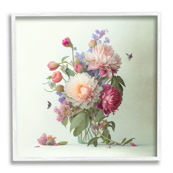 Stupell Industries Mixed Pink Bouquet Botanical & Floral Painting White Framed Art Print Wall Art, 12 x 12
