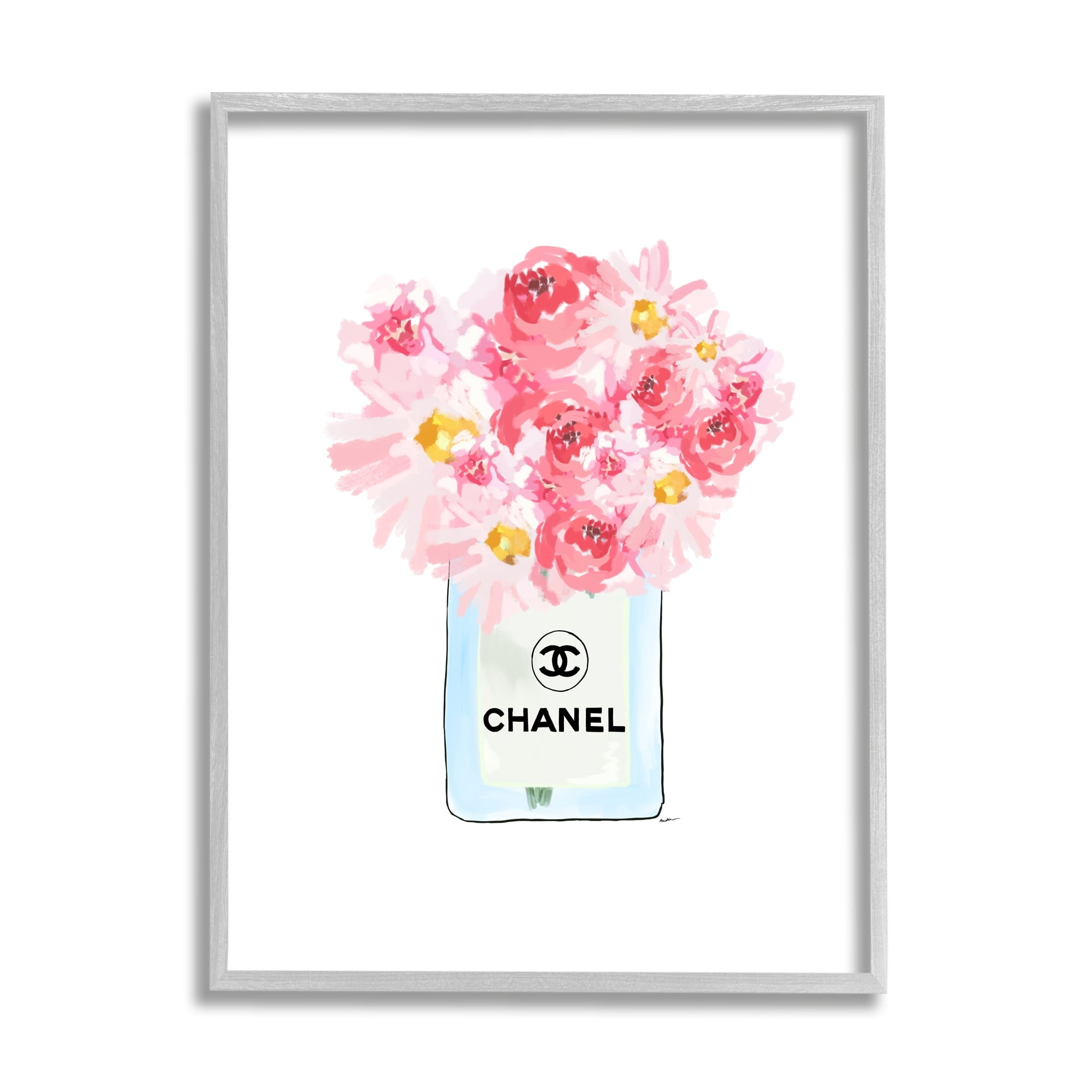 Stupell Industries Mixed Pink Flower Bouquet Luxury Fashion Motif Graphic Art Gray Framed Art Print Wall Art, Design by Amelia Noyes