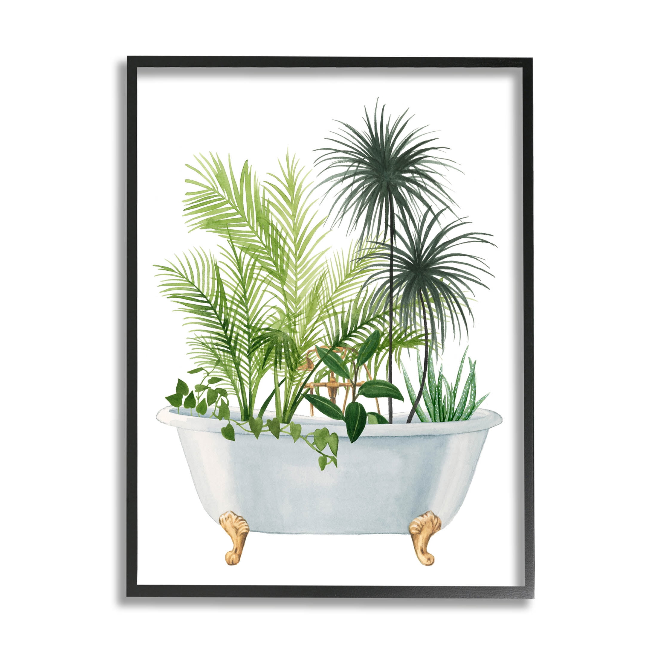 Black Framed Botanical Print with Antique Tub, 11 x 14