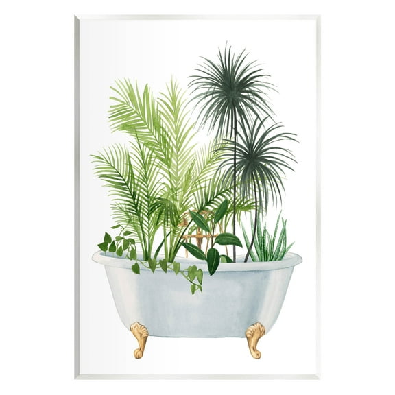 Stupell Industries Mixed Plant Leaves Antique Bathroom Tub Graphic Art Unframed Art Print Wall Art, Design by Grace Popp
