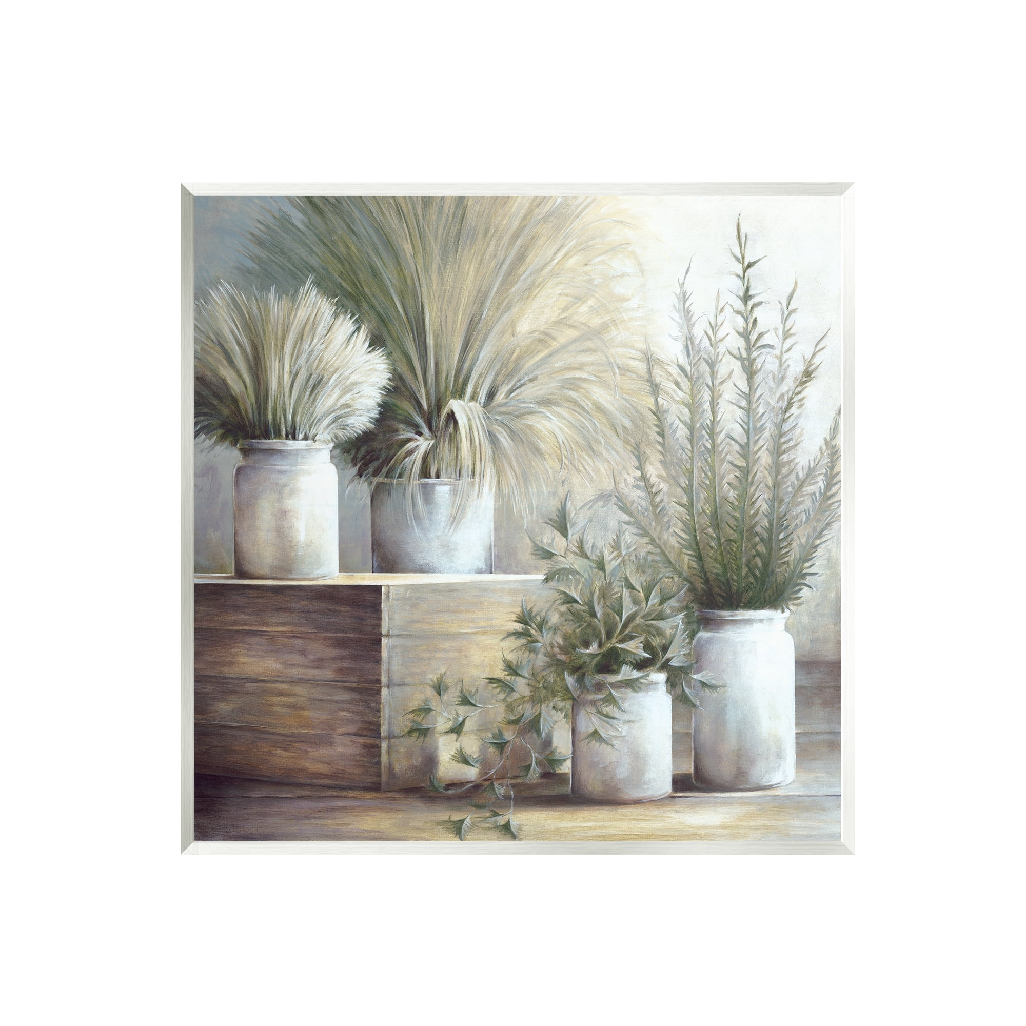 Stupell Industries Mixed Potted House Plants Indoor Garden Still Life Painting Unframed Art Print Wall Art, Design by White Ladder
