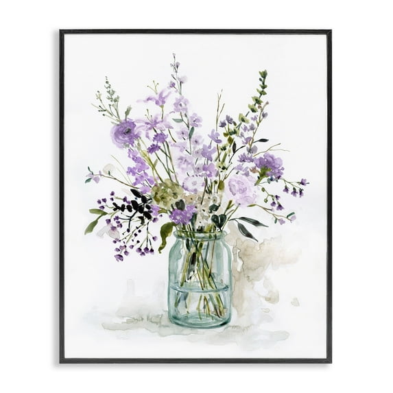 Stupell Industries Mixed Purple Botanicals Traditional Flower Arrangement Painting Graphic Art Gray Framed Art Print Wall Art, Design by Carol Robinson