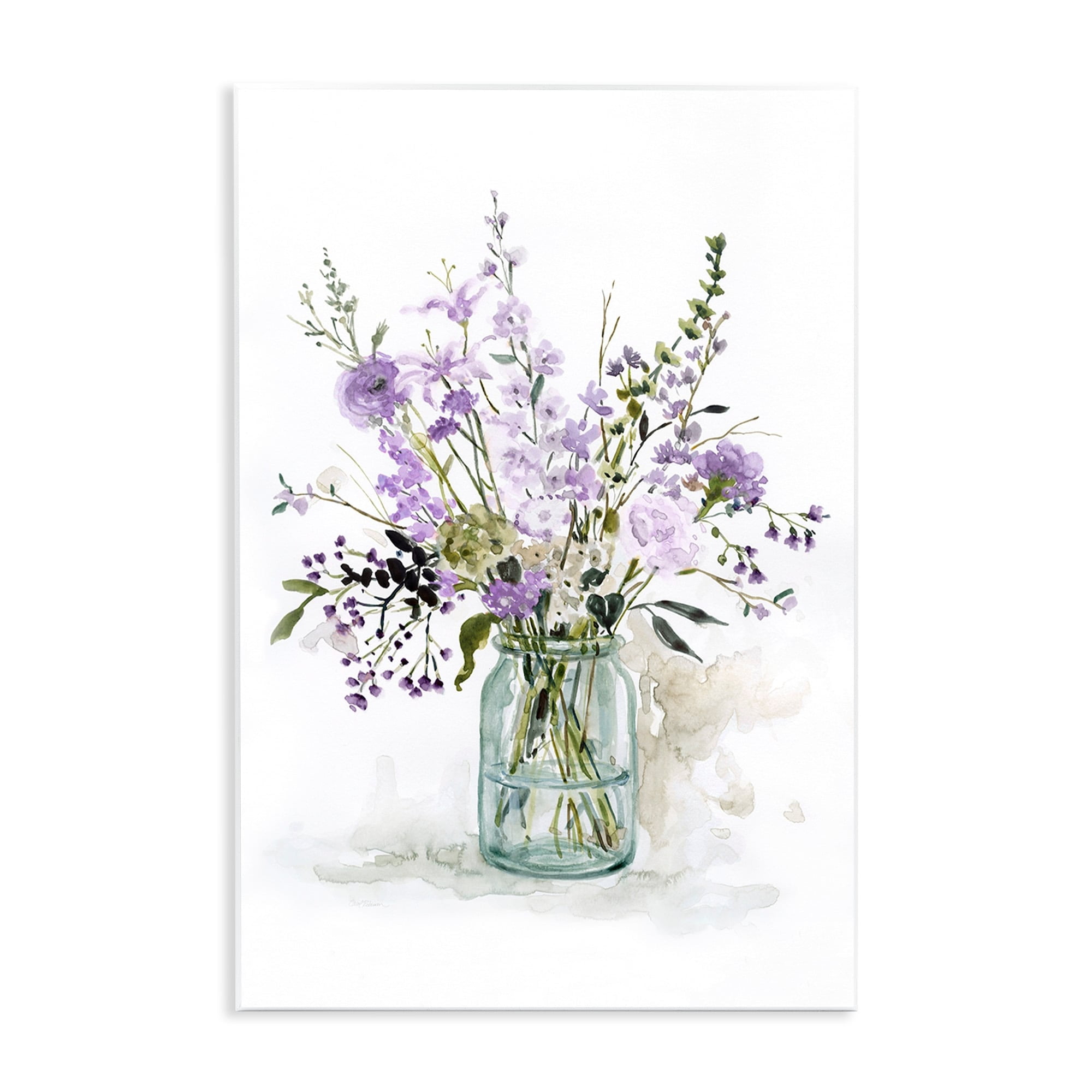 Mixed Purple Botanicals Wood Wall Art Print